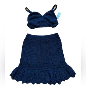 Anthropologie - Black Knit Crop Top and Skirt Set